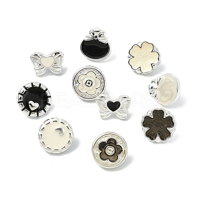 40Pcs 10 Styles 1-Hole Alloy Shank Buttons BUTT-CJ0001-07-1