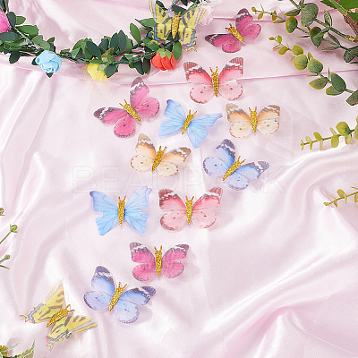 18Pcs 6 Styles Cloth Butterfly Alligator Hair Clip OHAR-GF0001-39-1