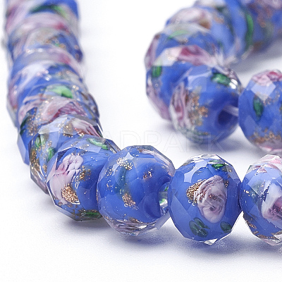 Handmade Gold Sand Lampwork Beads Strands LAMP-R141-12mm-05-1
