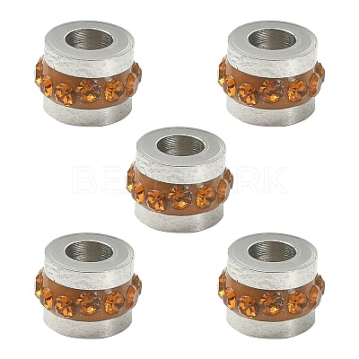 201 Stainless Steel Polymer Clay Rhinestone Inlaid Beads RB-YW0001-11I-1