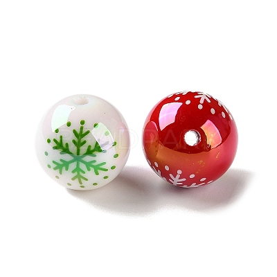 Christmas UV Plating Opaque Acrylic Beads AC-CBAA26B-16-1