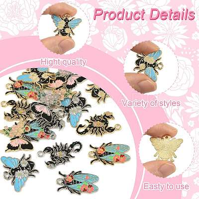 16Pcs 8 Styles Alloy Enamel Pendants ENAM-FS0003-95-1