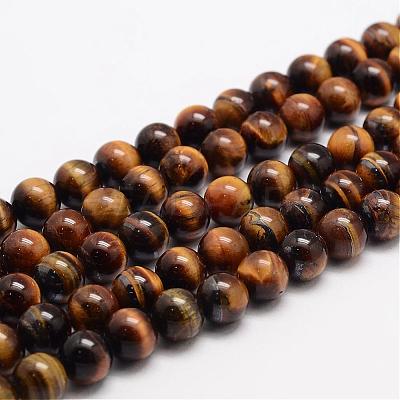 Natural Grade AB+ Tiger Eye Bead Strands G-K153-B39-6mm-AB-1