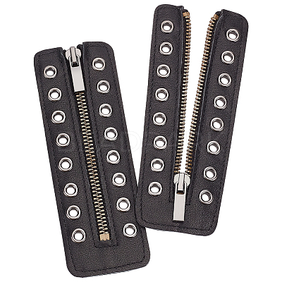 PU Leather Lace-in Boot Zipper Inserts DIY-WH0043-51AB-01-1