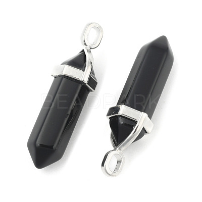 Natural Black Obsidian Double Terminated Pointed Pendants X-G-F295-04K-1