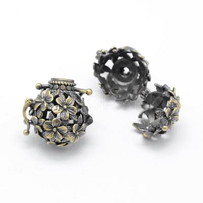 Brass Rack Plating Cage Pendants KK-F722-97AB-RS-1