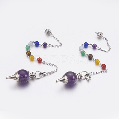 Natural Amethyst Sphere Dowsing Pendulums MAK-P009-E08-1