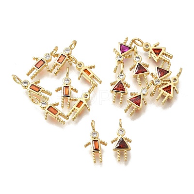 Brass Micro Pave Cubic Zirconia Pendants KK-D339-02G-01-1