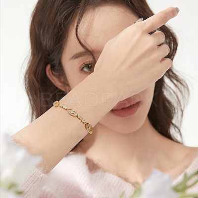 Horse Eye Cubic Zirconia Slider Bracelet BJEW-SZ0002-08D-1