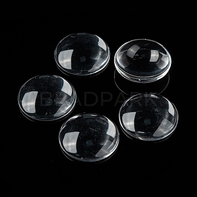 Transparent Glass Cabochons X-GGLA-R026-25mm-1
