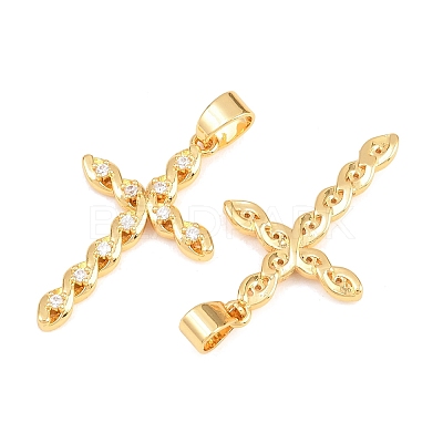 Easter Brass Micro Pave Clear Cubic Zirconia Pendants ZIRC-F148-14F-G-1