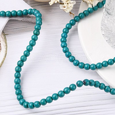 1 Strand Dyed Dark Cyan Round Synthetic Turquoise Beads Strands X-TURQ-G106-4mm-02E-1