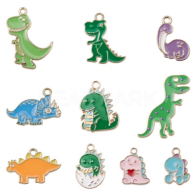 10Pcs 10 Styles Alloy Enamel Pendants ENAM-YW0003-25-1