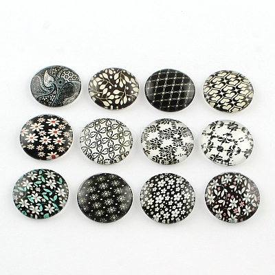 Half Round/Dome Floral Photo Glass Flatback Cabochons for DIY Projects X-GGLA-Q037-12mm-01-1