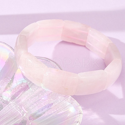 Rectangle Natural Rose Quartz Beaded Stretch Bracelets for Women Men GG-CBA9ACE-C07-1