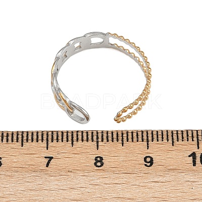 304 Stainless Steel Double Color Cuff Rings RJEW-S635-01GP-06-1