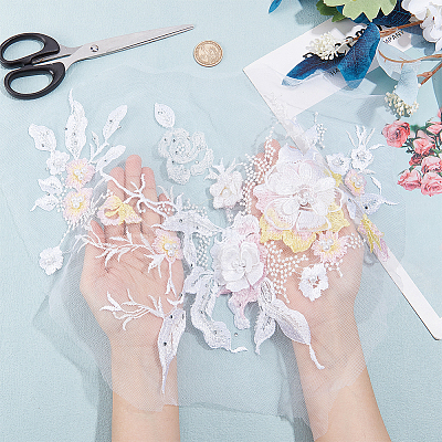 3D Flower Organgza Polyester Embroidery Ornament Accessories DIY-WH0297-20A-1
