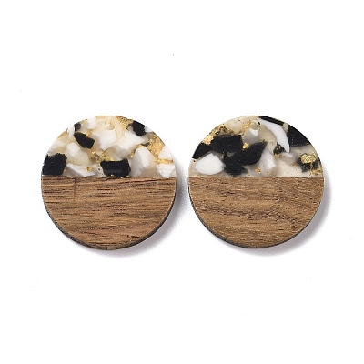 Transparent Resin & Walnut Wood Pendants RESI-N025-045B-1