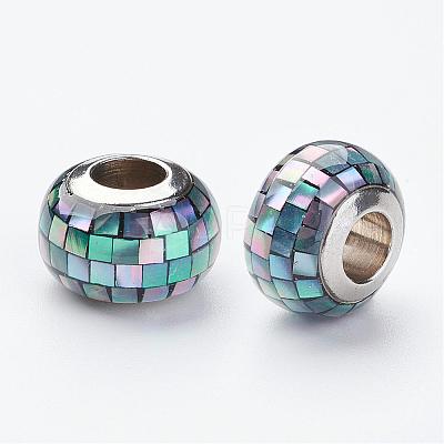 304 Stainless Steel Resin European Beads RPDL-G001-A-1