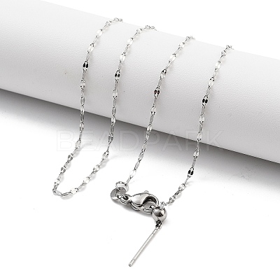Adjustable 304 Stainless Steel Dapped Chain Necklaces NJEW-K270-02P-1