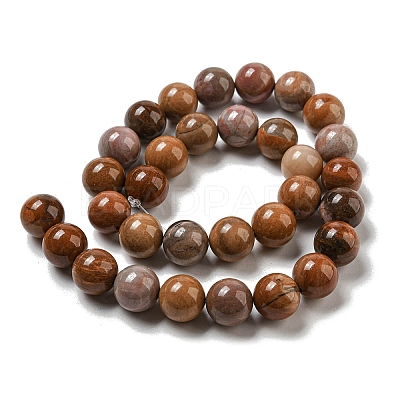 Natural Petrified Wood Round Bead Strands G-F266-08-12mm-1