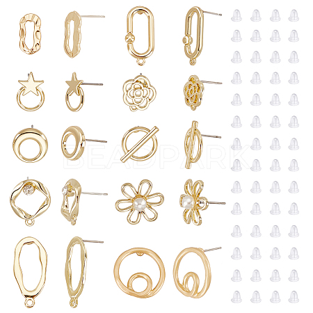 40Pcs 10 Style  Alloy Stud Earring Findings FIND-PH0008-36-1