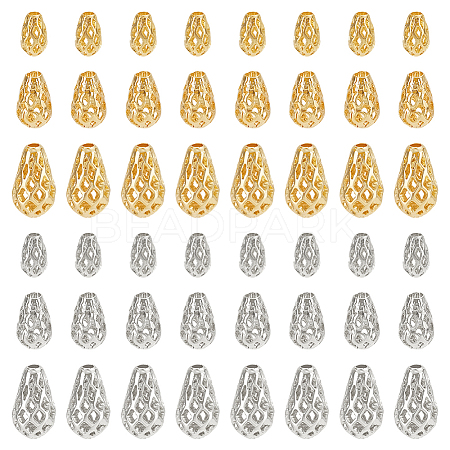 48Pcs 6 Styles Brass Hollow Spacer Beads KK-PH0006-25-1