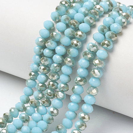 Electroplate Opaque Solid Color Glass Beads Strands EGLA-A034-P4mm-K12-1