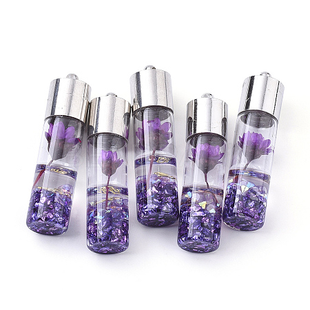 Transparent Glass Bottle Pendants GLAA-T001-05C-1