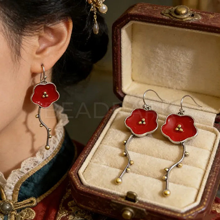 Alloy Enamel Dangle Earrings for Women WG98B65-01-1