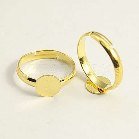 Golden Color Adjustable Brass Ring Components X-EC541-G-1