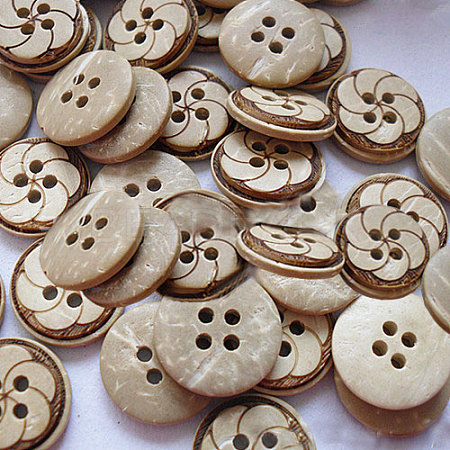 Carved Round 4-hole Sewing Button NNA0YXX-1