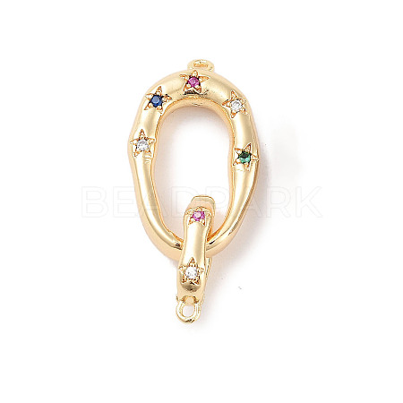 Brass Micro Pave Colorful Cubic Zirconia Interlocking Clasps KK-C051-50G-1