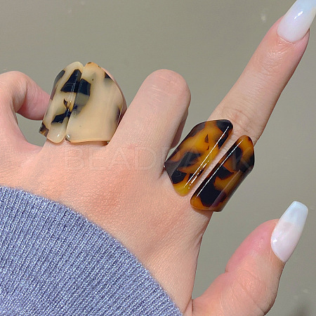 2Pcs Acrylic Cuff Open Rings Set WG2411B-05-1