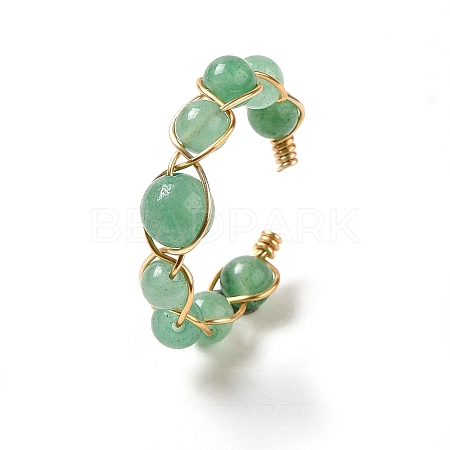 Adjustable Natural Green Aventurine with Brass Rings G-B075-01G-02-1