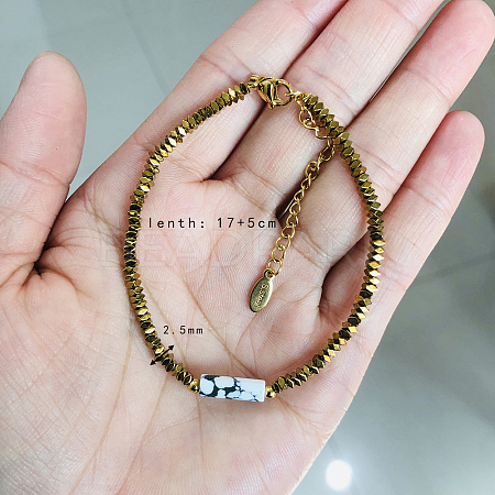 Synthetic Howlite Beads Stretch Bracelets for Women Men PH6456-7-1