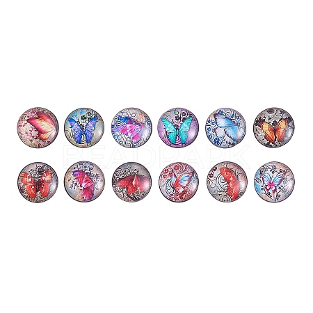 12Pcs Platinum Plated Brass Jewelry Snap Buttons with Glass Time Gem Cabochon FIND-SZC0009-08-1
