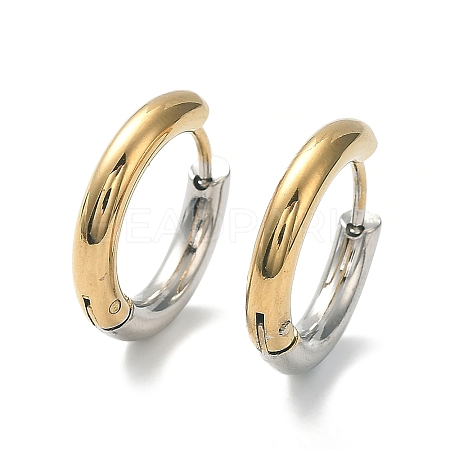 Ion Plating(IP) Two Tone 304 Stainless Steel Huggie Hoop Earrings EJEW-A106-01C-1