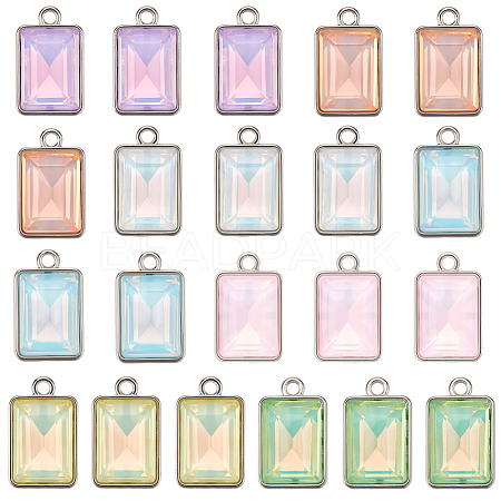 28Pcs 7 Colors Alloy Glass Pendants FIND-SC0015-31P-1