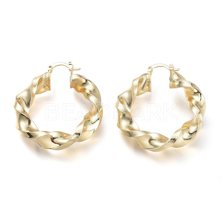 Brass Hoop Earrings EJEW-P264-A11-G-1