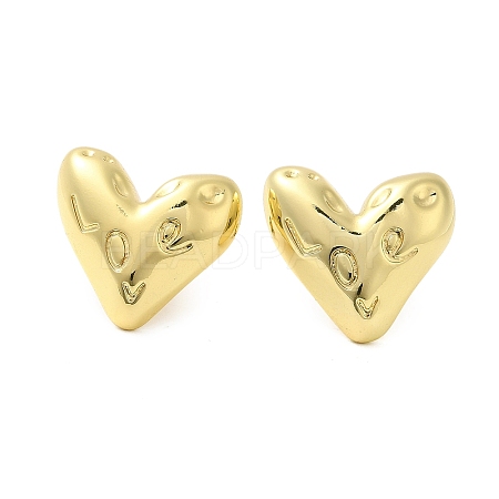 Rack Plating Brass Heart Stud Earrings EJEW-D073-08G-1