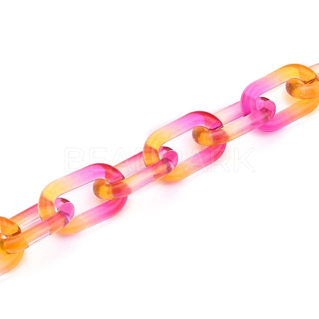 Handmade Two Tone Transparent Acrylic Cable Chains AJEW-JB00840-02-1