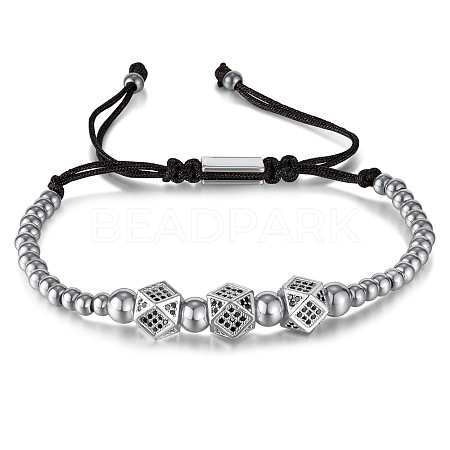 Non-Tarnish Stainless Steel Round Ball Braided Beaded Bracelets DD1308-2-1