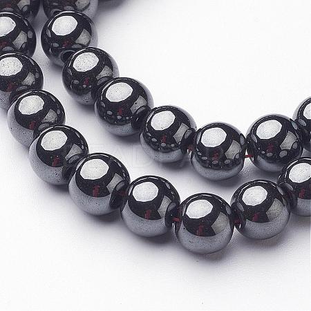 Non-Magnetic Synthetic Hematite Beads Strands G-H1623-8mm-1-1