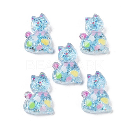 Transparent Resin Bowknot Kitten Decoden Cabochons RESI-M045-07E-1