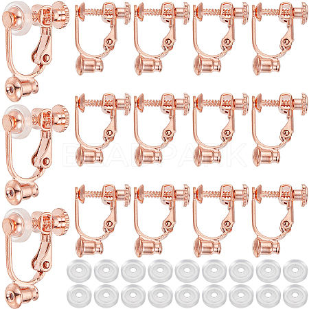 24Pcs Brass Screw On Clip-on Earring Findings KK-SP0001-20RG-1