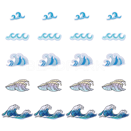 20Pcs 5 Styles Computerized Embroidery Cloth Iron on/Sew on Patches PATC-HY0001-86-1