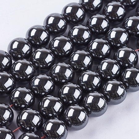 Non-Magnetic Synthetic Hematite Beads Strands G-H1624-12mm-1-1