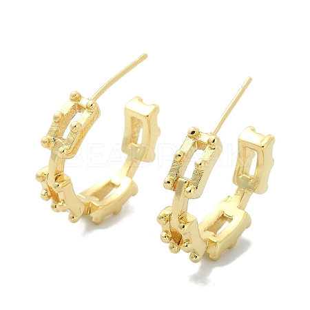 Rack Plating Brass Hollow Rectangle Stud Earrings EJEW-Q780-07G-1