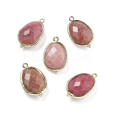 Natural Rhodonite Faceted Oval Connector Charms G-H323-02G-15-1